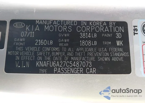 2012 Kia Forte Koup Ex z USA, uszkodzony, nr VIN KNAFU6A27C5487073